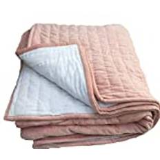 Ragged Rose Blush rosa sammet hand quiltat sängöverkast, 260 x 260 cm