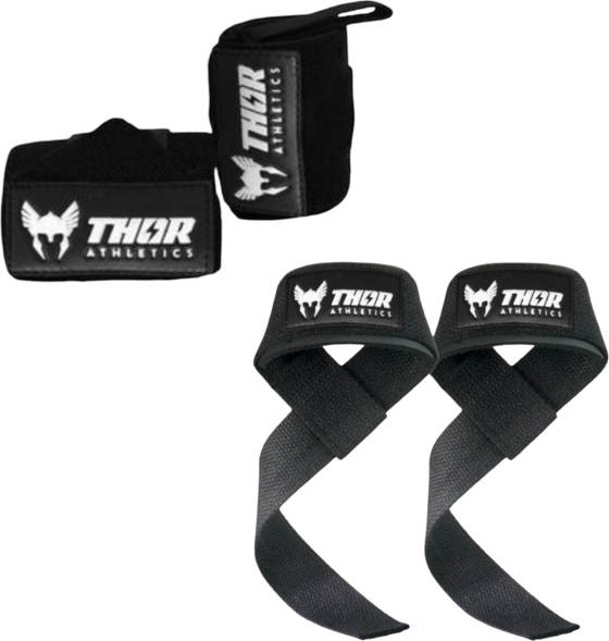 Thor Athletics Thor Athletics Lifting Straps Incl. Wrist Wraps 60cm Extra Strong – Strength Training Bundle Träningsutrustning Black - One Size
