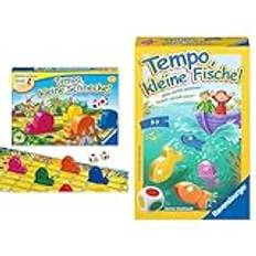 Ravensburger Kinderspiel 21420 - Tempo kleine Schnecke & 23334 - Tempo, kleine Fische, Mitbringspiel für 1-6 Spieler, Kinderspiel ab 3 Jahren, kompaktes Format, Reisespiel, Brettspiel