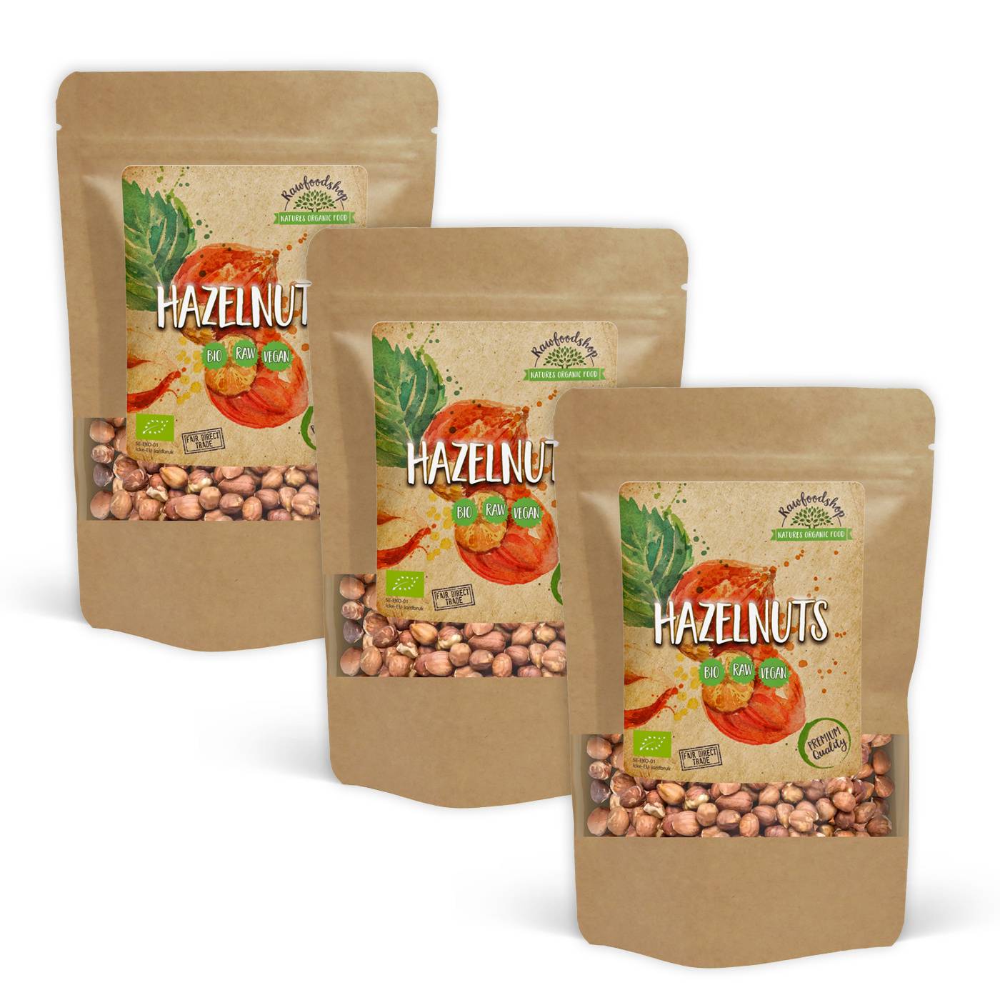Hasselnødder Premium RAW ØKO 200g x 3 pakker