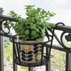 Jernkunst Hængende kurve Urtepotte Balkon Hængende Plante Runde stativer Gelænder Hegn Udendørs Vindue