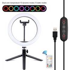 Rgb led ringlampa 10 tums selfie ringljus med stativ telefon stativ fotografering belysning ringlight för tiktok video - Typ 2