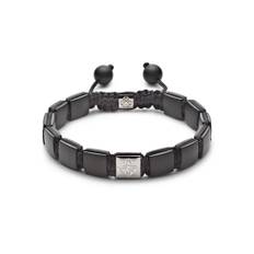 10 mm Lock Black Square 18K Whitegold Bracelet w. Diamond - M