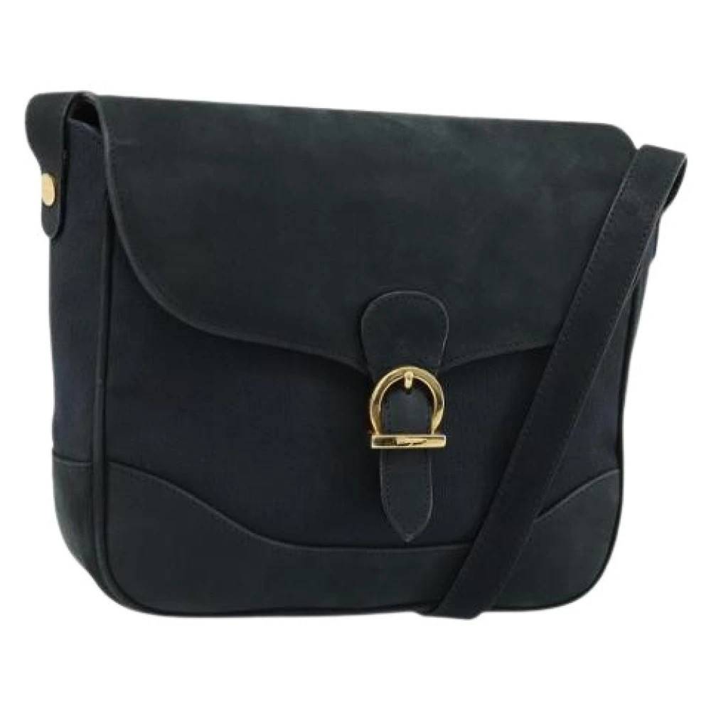 Salvatore Ferragamo Pre-owned Pre-owned Suede Skuldertaske - Vintage - Dame - Blå - ONE SIZE - Uld