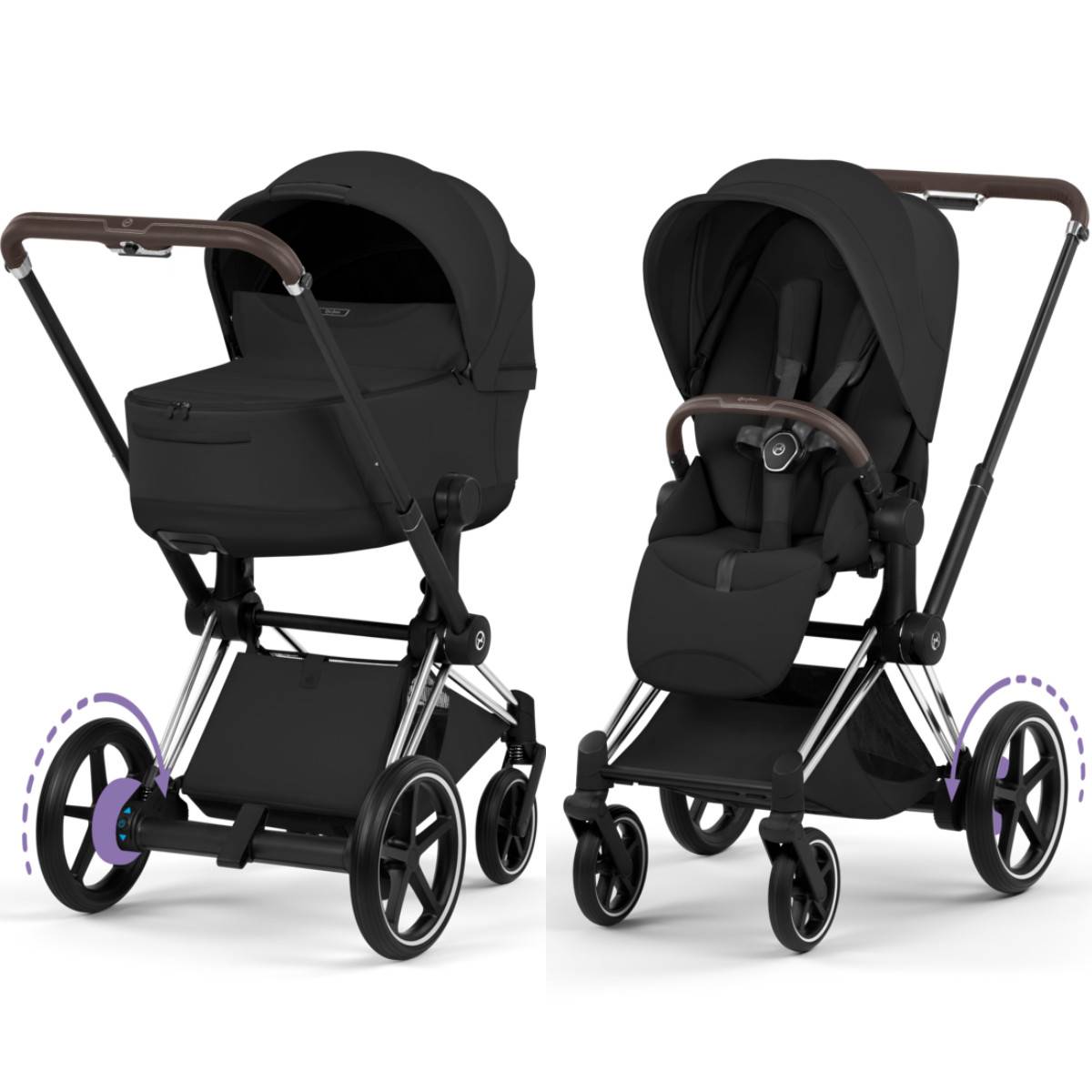 Cybex E-Priam 5 Style Kombikinderwagen - Chrome Brown
