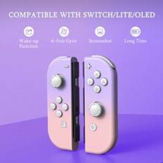 Juldekoration Gamepad Controller kompatibel med Switch Controller Gamepad med grepphand, Switch-kontroller stöder väckningsfunktion (lila och rosa) (4,02 tum* 1,42 cin)