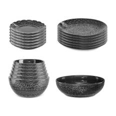 Servis set Fruktfat, Assiett, Skål & Skålrik Cult Design Orient Asfalt 19 delar