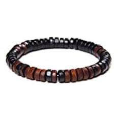 Buddhism tibetansk trä pärlor armband män brun kulram pärlor armband elastisk vintage smycken kvinnor, 1,19 cm
