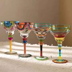 1 st handmålat margaritaglas i bohemisk stil, flerfärgat lyxigt glas lämpligt för restauranger, kaféer, glassbarer, presenter, heminredning - Multifärgad (A,B,C)
