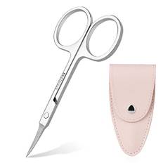 ACWOO böjd nagelsax, professionell skönhetssax i rostfritt stål med läderförpackningsväska för nagelband, manikyr pedikyr, ögonbryn, näsa, skägg, hårklippning Skönhet