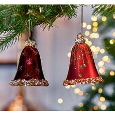 Elie klockor julgransdekoration röd 2-pack - Röd (Ø: 6,5 x H: 8 cm)