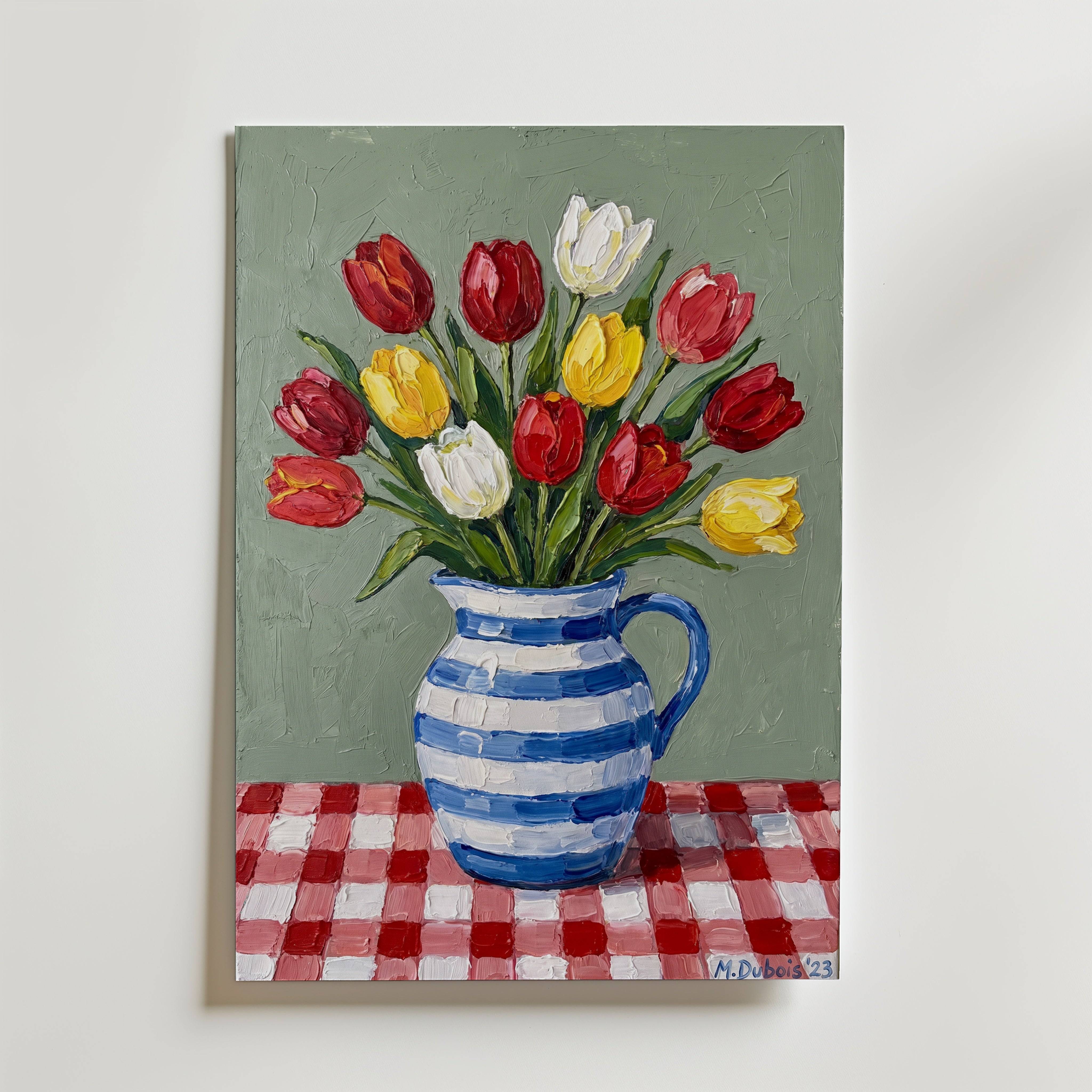 Tulpaner Stilleben Poster - Premium Canvas 100x140 cm Utan passepartout