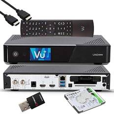 VU+ UNO 4K SE - UHD HDR 1x DVB-S2 FBC Sat Twin Tuner E2 Linux Receiver, YouTube, Satellit Festplattenreceiver, CI + Kartenleser, Media Player, USB 3.0, + EasyMouse HDMI-Kabel, 1TB HDD, 300 Mbit WiFi