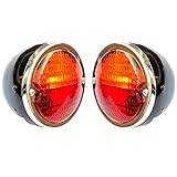 Bajato 2 x rund vintage traktor bakre baklykta ljus 12 v med registreringsskylt fönster med glödlampa – 11000803 (set med 2)