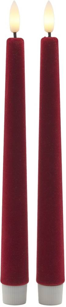Sirius Sille Kronelys LED 2 stk. Ø2/H25 cm, Velour/Cherry