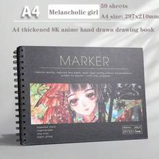 Tjock ritplatta för markörpennor, A4/A5 Tjock 8K anime markörpapper, anime ritpapper för skissning, graffiti, högkvalitativ ritbok för studenter - flerfärgad (Multi-size)