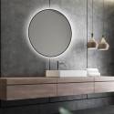Nordic Bad Olivia 1, rundt LED-spejl med sort ramme, Ø90 cm