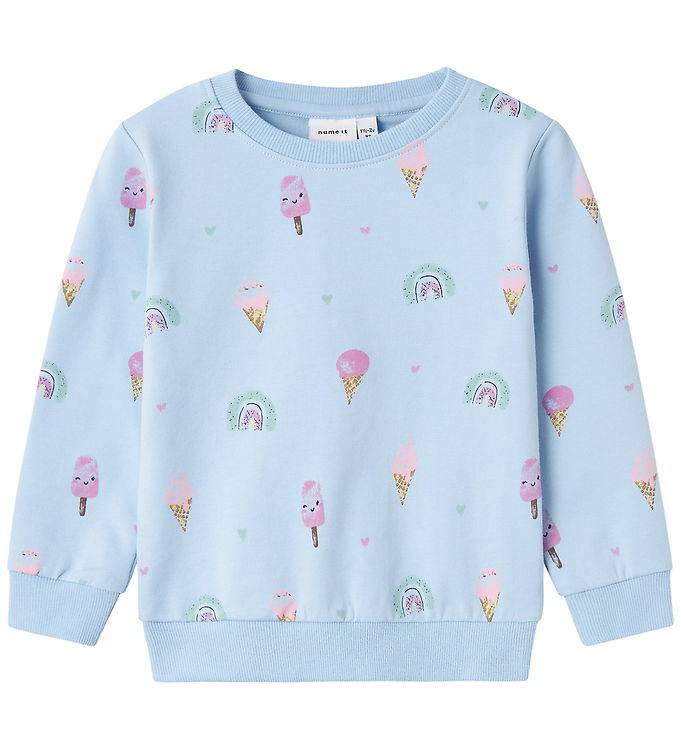 Name It Sweatshirt - NmfPeransia - Chambray Blue - Name It - 5 år (110) - Sweatshirt