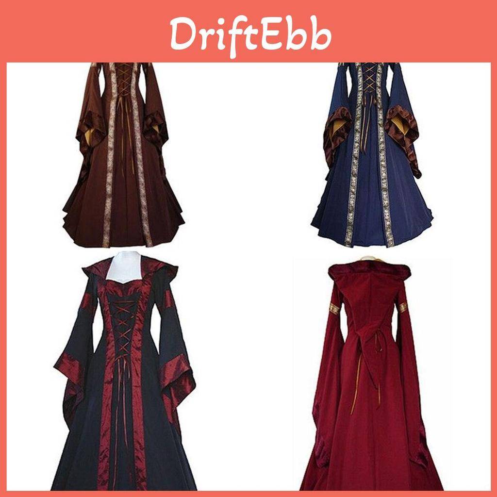 Damens Vintage Piratkostym Gotisk Medeltida Klänning För Cosplay cm röd