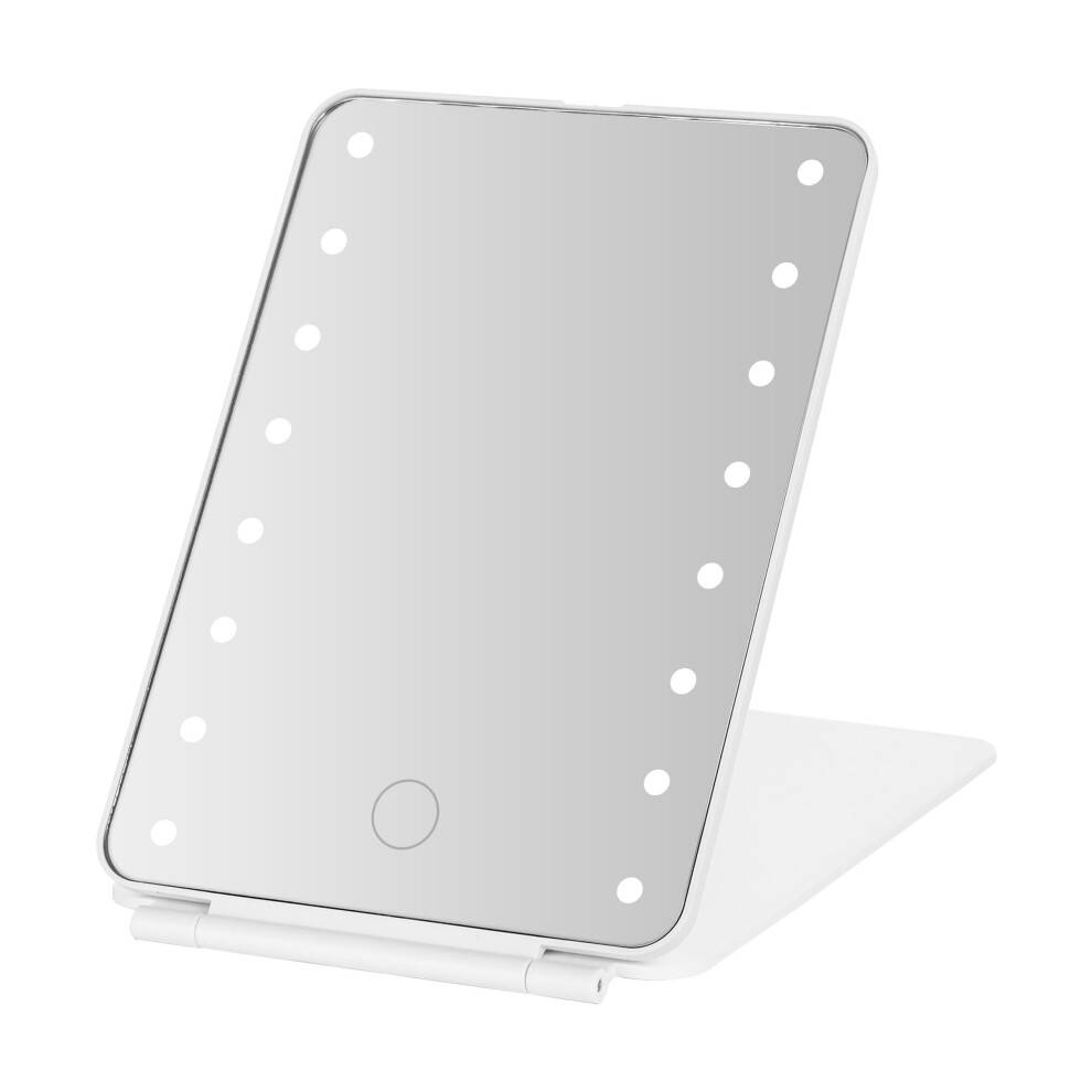 Melannco 7,83 x 5,31 x 0,51 tommer, hvidt sammenklappeligt LED-sminkespejl, dmpbart LED-lys