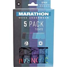 Marathon herre 5-pak tights str. L - sort/blå/lilla (På lager i et varehus)