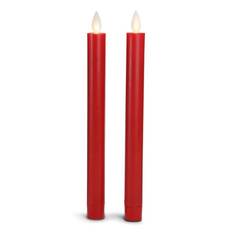LED kronelys plastik - 2 stk. - 22,2 cm - m/3D flamme - (flere farver) (Farve: Rød)