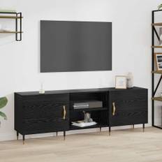 TV-skåp med hylla med lagring med dörr Svart ek 150 x 30 x 50 cm Konstruerat trä