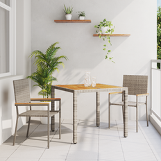 vidaXL 3-delat trädgårdsmatbord grå poly rattan
