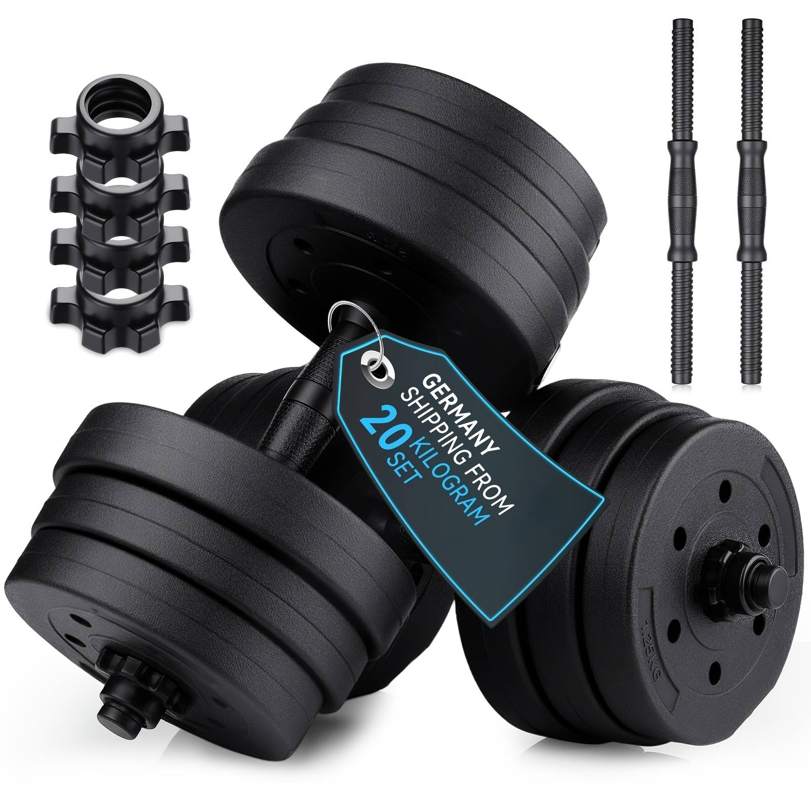 TEMU 2-in-1 Adjustable Dumbbell Set 30kg | Dumbbell & Barbell Set | Home Gym Equipment For Strength Training, Muscle Building, Arm Workouts & Full- | Space-saving Design For Home Workouts
