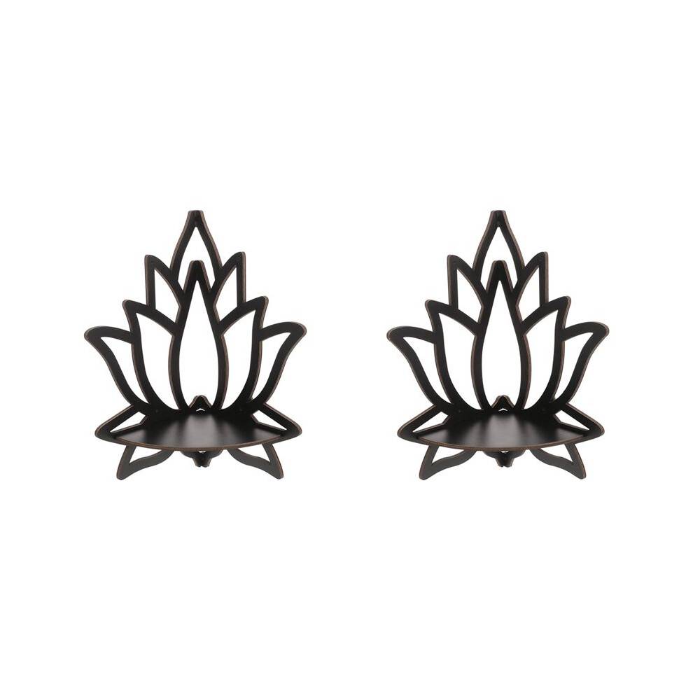 2X Lotus Corner Shelf Wooden Wall Mount Floating Shelf Decorative Flower Plant Display Shelf for Bedroom Book Room Decor