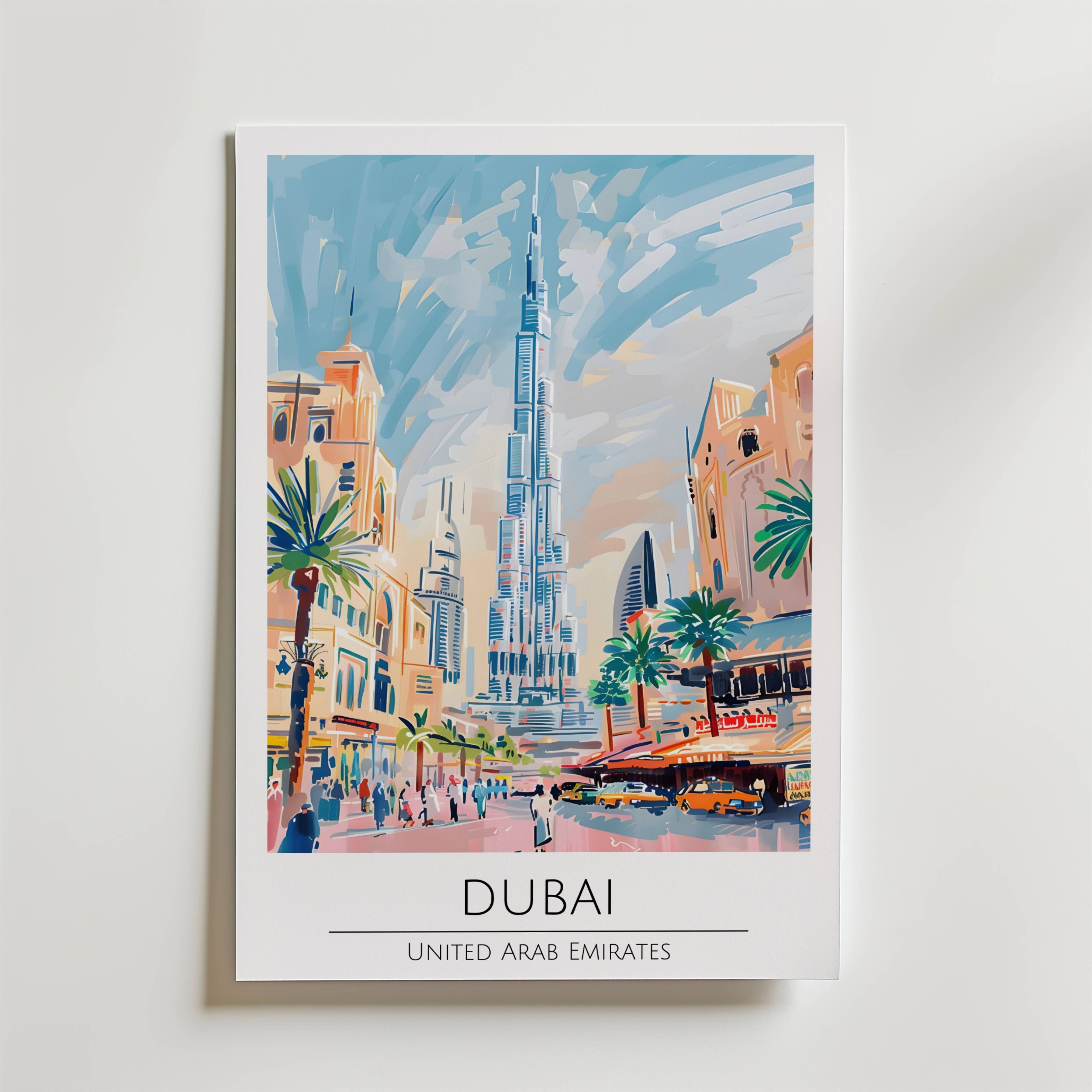 Dubai Skyline Mirage Poster - Premium Canvas 21x30 cm