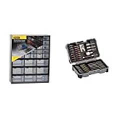 Stanley Aufbewahrungsbox (mit 39 Schubfächern, Maße 36.5 x 43.5 x 15.5 cm, geeignet für Wandmontage) 1-93-981 & Bosch Professional 43tlg (Zubehör für Elektrowerkzeuge) Schrauber Bit Set, 1 W, 240 V