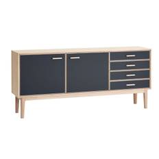 Casø 700 skænk (hvidolieret eg m. sort nano front)