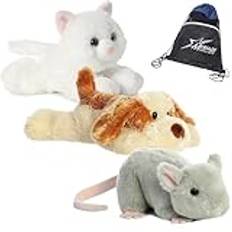 Aurora World Mini Flopsie Pets Bundle: Scruff Dog, Sugar Too Cat, and Mouse