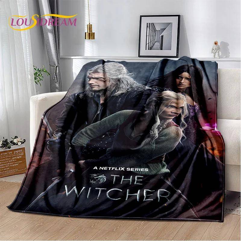 3D The W-Witcher Spel Tecknad Mjuk Flanellfilt för Sängar Sovrum Soffa Picknick, Pläd att Kasta över för Utomhusavkoppling Sovande Present