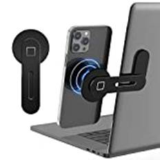 MoKo Magnetic Phone Holder, Adjustable Laptop Stand Foldable Laptop Phone Mount, Computer Monitor Expansion Bracket for Mobile Device, Black