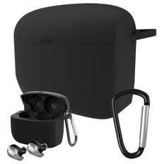 GEEKRIA Silikonfodral kompatibel med Jabra Elite Active 65t äkta trådlösa öronsnäckor, hörlurar skinnskydd, skyddande bärväska med nyckelkrok, laddningsport tillgänglig (svart)