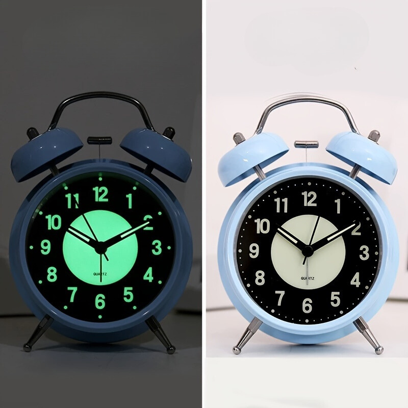 GlowClock – Modern Tyst Belyst Metall Väckarklocka - Blå