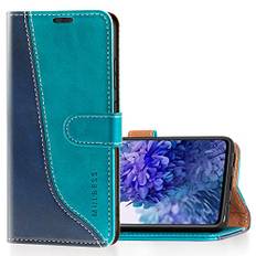 Mulbess Flip-fodral Skal för Samsung Galaxy S20 FE, Läder Skal med Korthållare, Läderfodral Plånbok, Stativ Skal, Fashionabla Ljus Blå