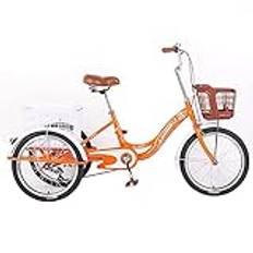 Adult Tricycles 1 Speed Adult Trikes 20 Inch 3 Wheel Bikes for Seniors with Shopping Basket for Shopping W/Installation Tools for Recreation Shopping Picnics Exercise Men's Women's Bike Orange