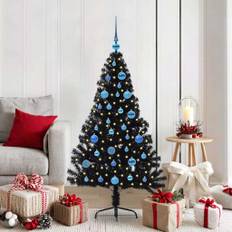 vidaXL Konstgjord Förbelyst Julgran Svart 150 cm PVC