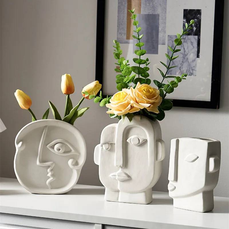 Ceramic Vase Decor Nordic Home For Room Flower Pot Decoration Face And Body Vases