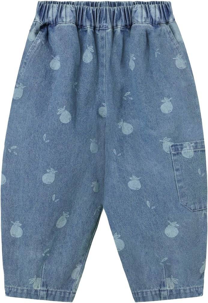Fliink DON Denim Cargo Pant Stl. 4Y/104 unisex - Byxor Från Magasin - Medium Blue Aop (4Y/104)