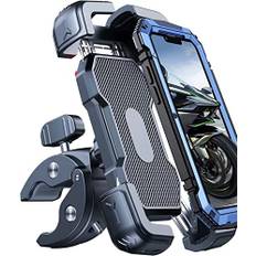 Bovemanx Mobiltelefonhållare motorcykel, [150 mph vind antivibrerad] [7,2 tum stor telefon vänlig] Cykel mobiltelefonhållare styre, [3s installera] Mobiltelefonhållare cykel, kompatibel med iPhone