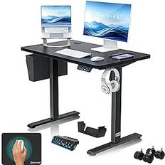 KESSER® Height-Adjustable Electric Desk 100x60cm, Ergonomic Height-Adjustable Desk 3 Function Memory Control, Incl. 360° Wheels and USB Charging Port, Computer Desk for Home Office