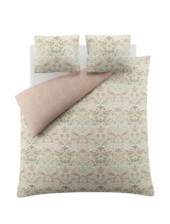 William Morris Sengetøj Strawberry Thief Pink
