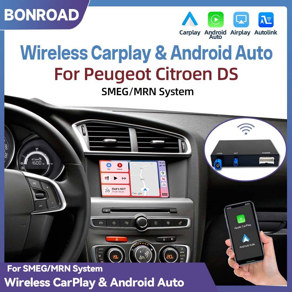 BONROAD Android Auto Wireless Carplay SMEG MRN Module For Citroën C4 C5 DS4 DS3 Peugeot 308 508 208 3008 DS5 DS6 Mirrorlink BT