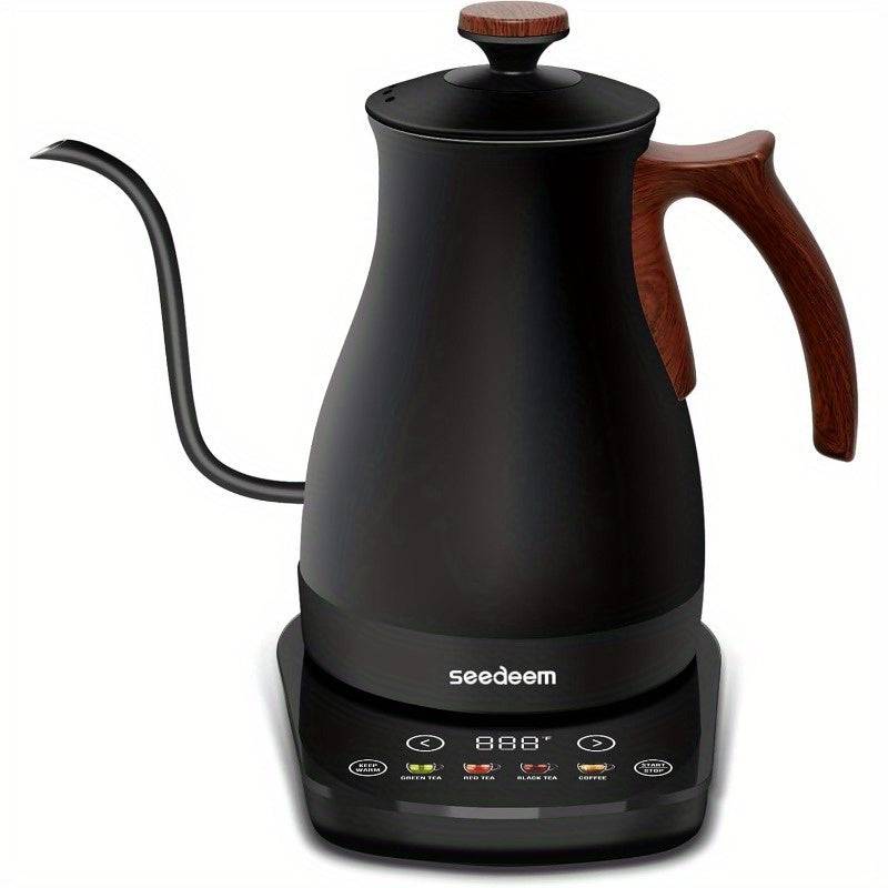 Electric Kettle Is a 1200W Appliance Designed for Brewing Tea And Coffee, Featuring Four Heating Settings, - Black