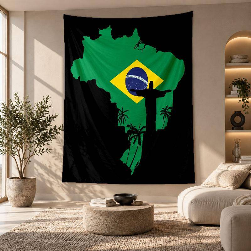 Decorative Tapestry,Brazil national football team Printed Wall Art, Lightweight Wall Hanging For Bedroom Background