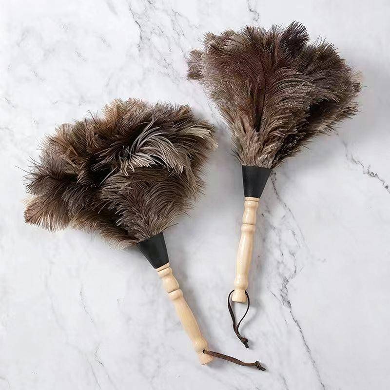 Feather Duster Durable Wooden Handle Anti Static Natural Soft Feather Duster for Household Office Gift for Cleaning Lovers